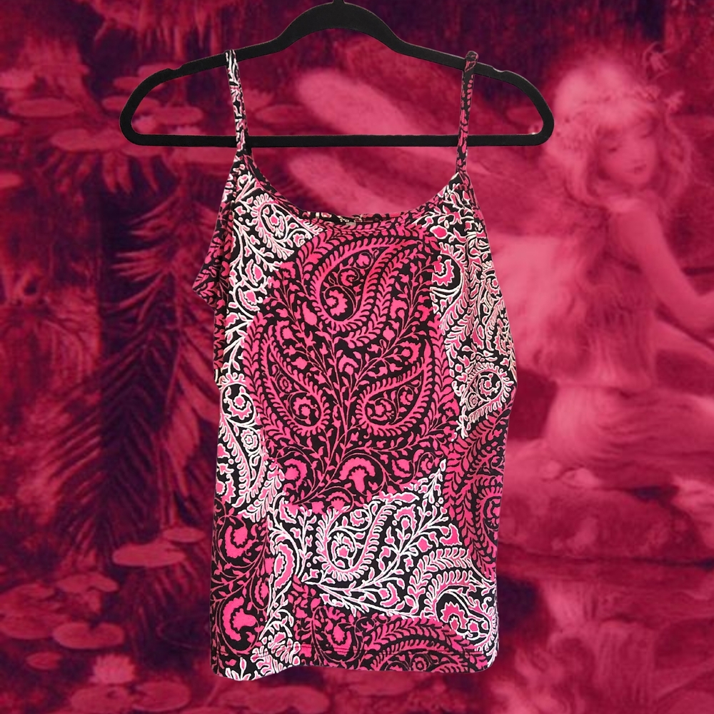 Fashion Bug Pink and Black Paisley Camisole